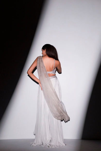 Ombre layered skirt drape skirt set