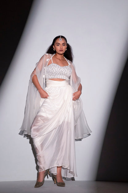 Drape skirt set