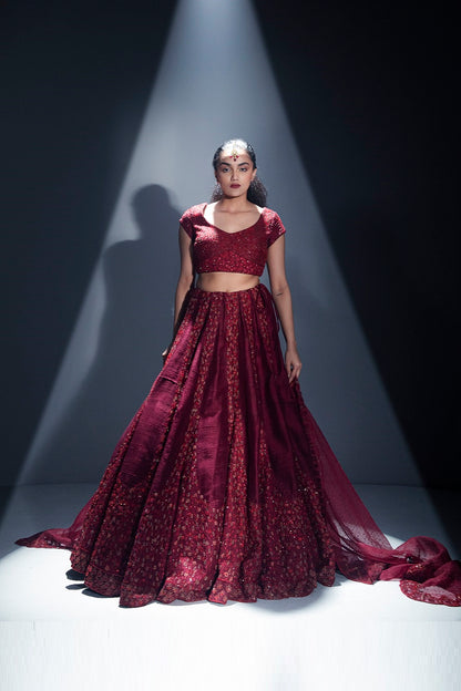 Bridal floral lehenga set