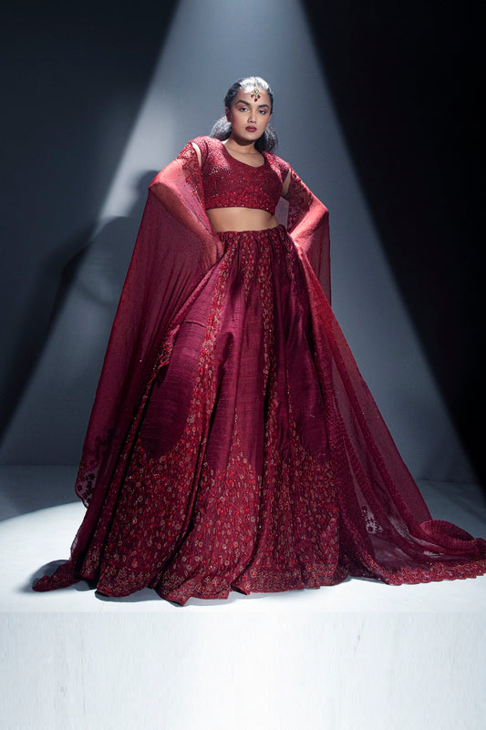 Bridal floral lehenga set
